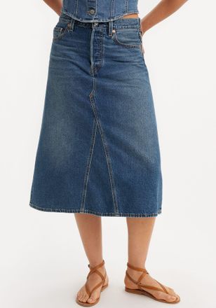 Levi's Jeansrock LEVIS HR A LINE DECON SKIRT, Damen, Gr. 25, blau (mid morning), Denim/Jeans, Obermaterial: 100% Baumwolle, kniebedeckend, R&ouml;cke Jeansrock, i