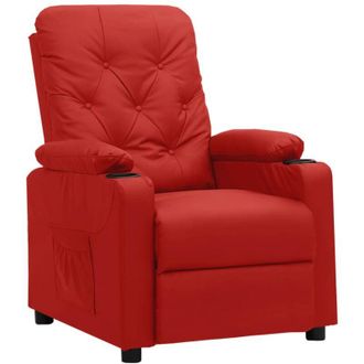 vidaXL Sill&oacute;n Reclinable De Cuero Sint&eacute;tico Rojo Tinto Vidaxl