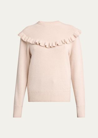 Chlo&eacute; Ruffle-Overlay Wool-Cashmere Sweater