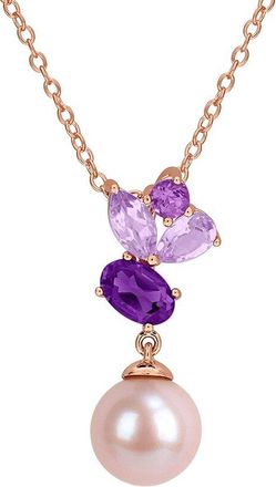 Rina Limor Rose Gold-Plated Silver 1.02 Ct. Tw. Gemstone & 8-8.5Mm Pearl Pendant
