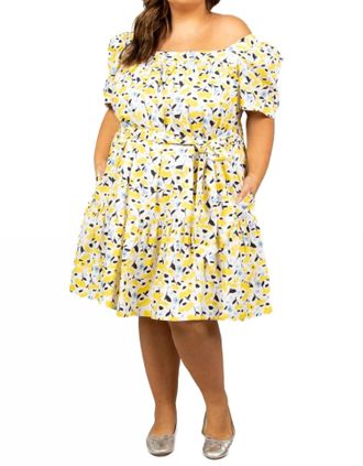 Tanya Taylor Serena Dress - Plus In Yellow/white