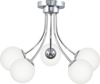OEM L&aacute;mpara De Techo, Plaf&oacute;n, Ara&ntilde;a, Cromo, Pantalla De Cristal, Bola Blanca, Kik 13-540