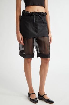 Maison Margiela Mixed Media Miniskirt Layered Shorts in Black at Nordstrom, Size 36