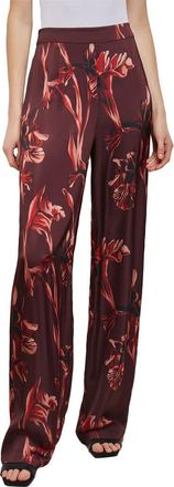 Misook Floral Cr&ecirc;pe de Chine StraightLeg Pants in Mahogany/classic Red/venetian at Nordstrom Rack, Size X-Large