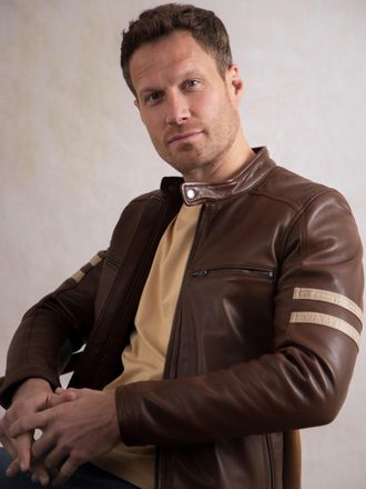 Lakeland Leather Mens Charlie II Racer Jacket in Cognac - Brown - Size 44 (Chest)