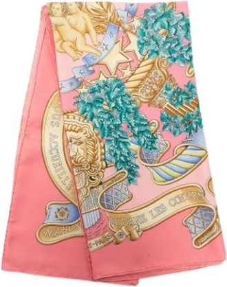 Herm&egrave;s Pre-owned Zijden Sjaal - Dames - Vintage Accessoires - Roze - ONE Size - Vintage