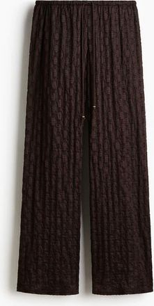 H&M Lace-look Drawstring Trousers in Dark Brown at Nordstrom, Size Xx-Small