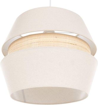 Beliani L&aacute;mpara Colgante Moderno Iluminaci&oacute;n De Techo Pantalla Tejido Rafia Lino 122 Cm Beige Atoyac
