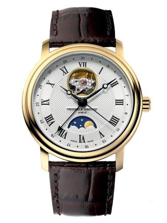 Frederique Constant Fr&eacute;d&eacute;rique Heart Beat Moonphase Mens Brown Watch FC-335MC4P5 Leather (archived) - One Size