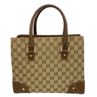 Gucci Pre-owned Handbags, female, Beige, Size: ONE SIZE Pre-owned Canvas Handbag