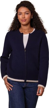 Celtic & Co. Zip Through Knitted Jacket in Dark Navy Tipped at Nordstrom, Size Medium
