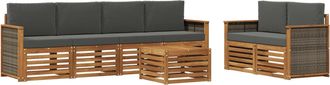 vidaXL Conjunto De Sof&aacute;s De Exterior 7 Uds. Natural Y Antracita Vidaxl