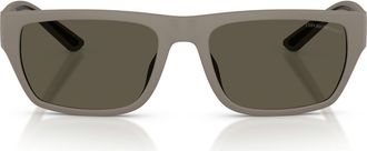 Emporio Armani 57mm Rectangle Sunglasses in Rubberized Matte Brown /Grey at Nordstrom