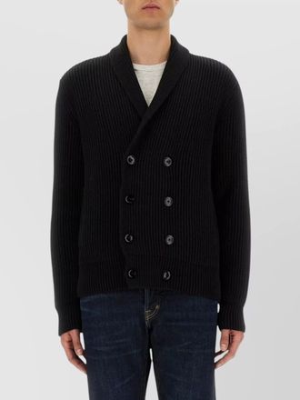 Tom Ford shawl collar double-breasted front pockets ribbed texture