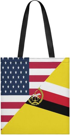 Generic U.S. And Brunei Flag Womens Tote Casual Shopping Bag Lightweight Shoulder Bags Hobos Handbag for Work Travel Daily 35x40cm