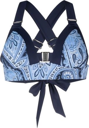 Marlies Dekkers Cache Coeur paisley-print bralette bikini top - women - Recycled Nylon/Spandex/Elastane - M - Blue