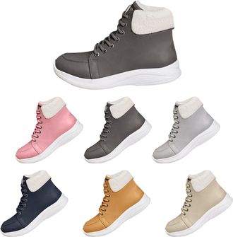 Generic Womens Lace Up Ankle Boots Warm Faux Fur Lined Short Boots Ladies Winter Snow Booties Outdoor Insulated Anti Slip Shoes Waterproof Running Sports Shoe