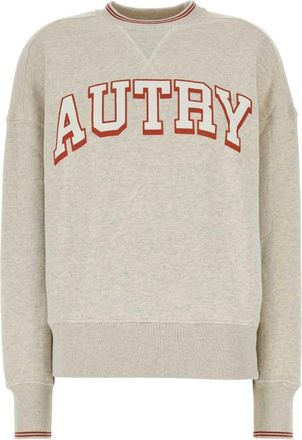 Autry Lichtgrijze katoenen dames sweatshirt - Dames - Sweatshirts - Grijs - XL - Katoen - Hoodies & sweatvesten
