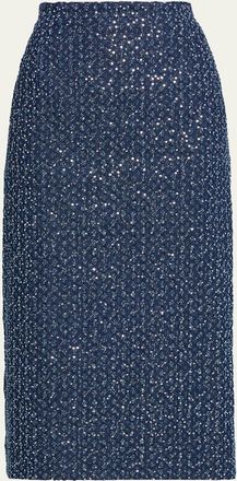 Michael Kors Sequin Straight Cotton Midi Skirt