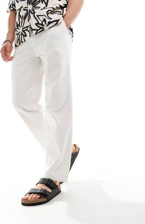 Only & Sons linen mix loose fit pants in white