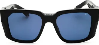 Philipp Plein SPP130M700Y Blue Lens Sunglasses - Black