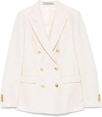 Tagliatore Double-Breasted Blazer met Pailletten - Dames - Blazers - Wit - L - Pailletten - Jassen