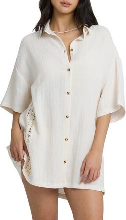 Billabong Feelin Fine Cover-Up Shirt in White Cap at Nordstrom, Size Small