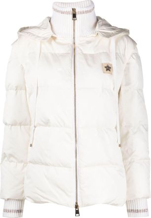 Lorena Antoniazzi logo-patch padded jacket - women - Polyester/Polyester - 48 - White