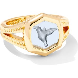 Kendra Scott Davie Intaglio Hummingbird Statement Ring in Gold Light Sky Blue at Nordstrom Rack, Size 8