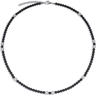 Eye Candy Los Angeles Mens Silas Agate Beaded Necklace in Black at Nordstrom Rack