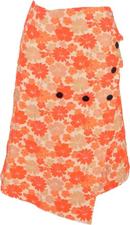 Jil Sander Jil Sander midi-wikkelrok met bloemenjacquardprint in oranje polyester