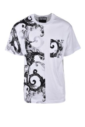 Versace Jeans Couture White Black Split Cotton T-Shirt