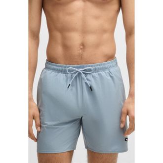 BOSS Solid Stretch Swim Trunks in Open Blue at Nordstrom Rack, Size Xx-Large