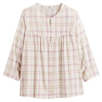 La Redoute Collections Geruit los hemd met ronde hals