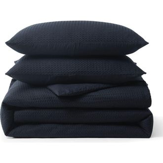 DKNY Modern Waffle Comforter & Shams Set in Faded Black at Nordstrom, Size King
