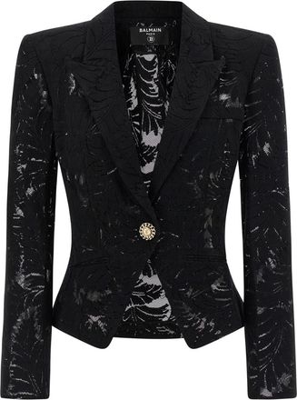 Balmain Black Peaked Lapel Blazer