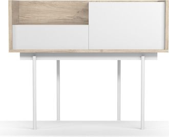 HERDASA Consola De Entrada Fabricada En Melamina Con Patas Met&aacute;licas, Modelo Diplomat (671) De Herdasa. Roble-blanco
