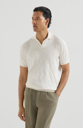 Brunello Cucinelli Lightweight knit Polo in White at Nordstrom, Size 60 It