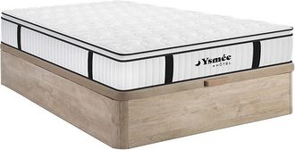Vente-Unique Conjunto somier arc&oacute;n natural claro + colch&oacute;n anti-fuego de muelles ensacados y con topper integrado 140 x 190 cm - DELICE de YSM&Eacute;E HOTEL