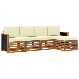 vidaXL Conjunto De Sof&aacute;s De Exterior Con Coj&iacute;n 5 Pcs Natural Y Crema Vidaxl
