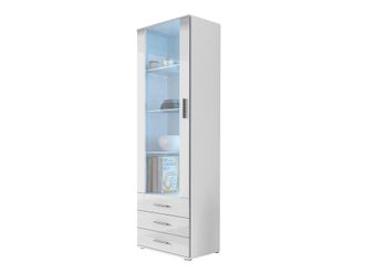 Mirjan24 Mobilier1 - Estanter&iacute;a Tornola 102, Blanco + Blanco Brillante, Cerrable, Con Cajones, Con Puertas, Vidrio, Aglomerado Laminado, N&uacute;mero De Puertas: 0, 