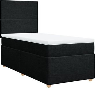 vidaXL Vidaxl - Cama Box Spring Con Colch&oacute;n Tela Negro 90x200 Cm