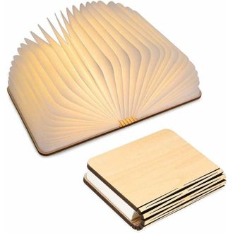 Elle L&aacute;mpara De Libro Led De Madera, Idea De Regalo De Navidad, L&aacute;mpara De Libro Plegable Y Magn&eacute;tica, L&aacute;mpara De Papel Led Recargable Por Usb, Luz Decorat