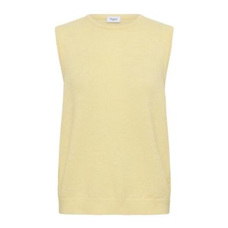 Saint Tropez Korte Lemon Meringue Gebreide Vest - Dames - Truien - Geel - Maat: XL