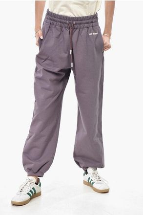 Off-white Brushed Cotton Joggers FOR ALL with Embroidered Logo and Rib size S