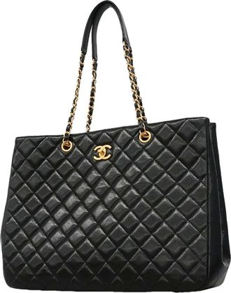 Chanel Black Grained Calfskin Tote Bag (Pre-Owned)