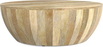 Simpli Home Elmbrook 34In Solid Mango Modern Industrial Drum Coffee Table
