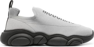 Moschino logo-intarsia slip-on sneakers - men - Fabric/Elastane/Rubber/Polyester - 39 - Grey
