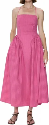 Pistola Denim Sadee Midi Dress In Magenta Stripe