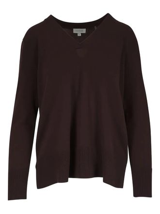 Kinross Cashmere piped V-neck sweater - Brown